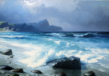 Painting titled "Surf. Sea" by Yuri Pryadko, Original Artwork, Oil