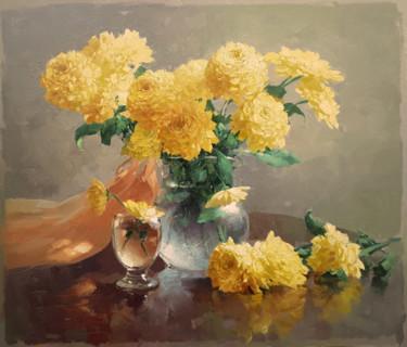 Pittura intitolato "Yellow chrysanthemum" da Yuri Pryadko, Opera d'arte originale, Olio