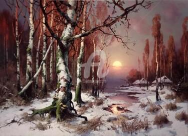 Pittura intitolato "Winter Night" da Yuri Pryadko, Opera d'arte originale, Olio
