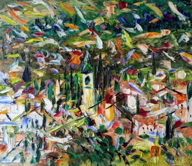 Pintura intitulada "borgo Verona" por Puliafico, Obras de arte originais, Óleo