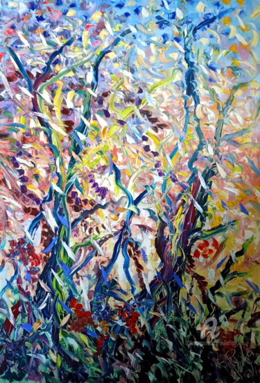 Peinture intitulée "Luce e Cespugli" par Puliafico, Œuvre d'art originale, Huile