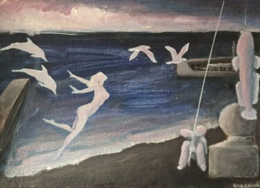 Schilderij getiteld ""Призраки пляжа Лан…" door Sergei Bogoliubov, Origineel Kunstwerk, Acryl