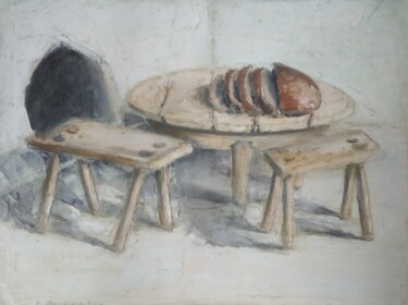 Картина под названием "Хлеб всему голова.." - Сергей Боголюбов, Подлинное произведение искусства, Масло