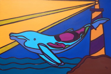 Malerei mit dem Titel "Whale" von Richard J. Bond, Original-Kunstwerk, Öl