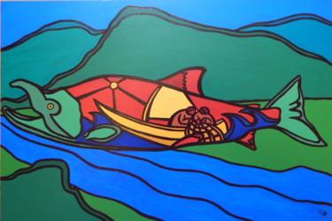 Pittura intitolato "Salmon" da Richard J. Bond, Opera d'arte originale, Olio