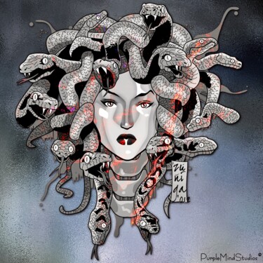 Artes digitais intitulada "Medusa Version 1 of…" por Purplemindstudios, Obras de arte originais, Pintura digital