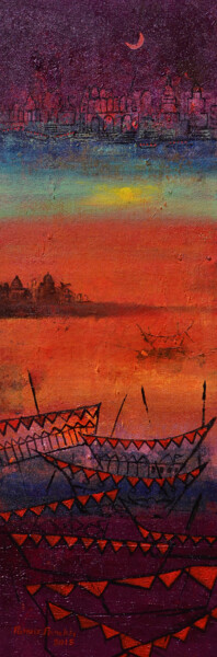 Картина под названием "Evening at Indian g…" - Purvii Parekh, Подлинное произведение искусства, Акрил