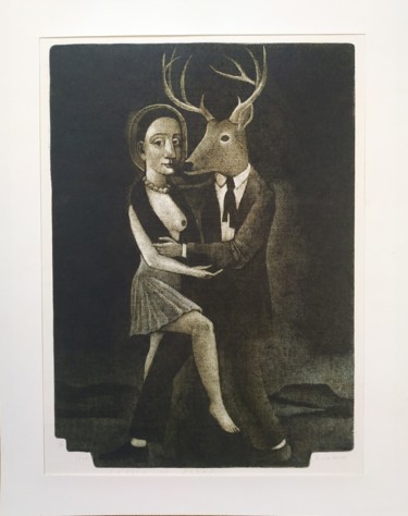 Incisioni, stampe intitolato "Танец танго по доро…" da Vjacheslav Illjashenko, Opera d'arte originale, incisione