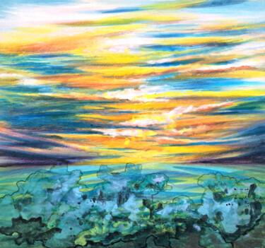 Peinture intitulée "Clouds in the sky" par Pu Wei, Œuvre d'art originale, Encre