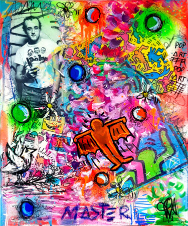 Pintura titulada "Keith Haring Peintu…" por Pvettese, Obra de arte original, Pintura al aerosol Montado en Bastidor de camil…