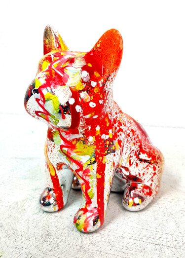 Skulptur mit dem Titel "Mini Bulldog Pop Ar…" von Pvettese, Original-Kunstwerk, Sprühfarbe