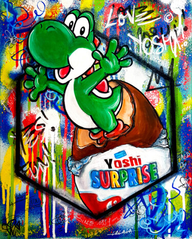 Painting titled "Tableau Pop Art Yos…" by Pvettese, Original Artwork, Spray paint Mounted on Wood Stretcher frame