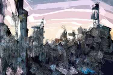 Digital Arts titled "Abstract Cityscape" by Pwa Studio, Original Artwork, Digital Painting