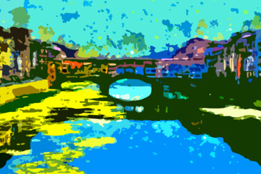 Digital Arts titled "Florence Bridge" by Pwa Studio, Original Artwork, Digital Painting