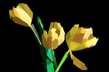 Digital Arts titled "Abstract Flowers" by Pwa Studio, Original Artwork, Digital Painting