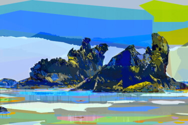 Digital Arts titled "Sea Rocks" by Pwa Studio, Original Artwork, Digital Painting