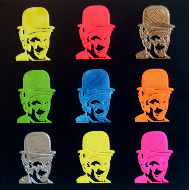 Painting titled "PyB CHARLOT chaplin…" by Pyb, Original Artwork, Collages