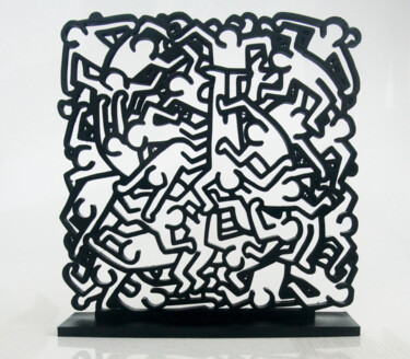 Sculpture intitulée "PyB Haring , 2021…" par Pyb, Œuvre d'art originale, Résine