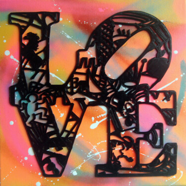 Peinture intitulée "PyB LOVE logos, 202…" par Pyb, Œuvre d'art originale, Collages