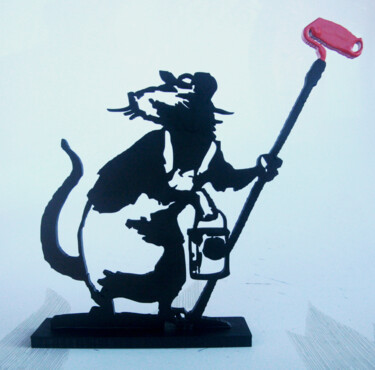 Sculpture intitulée "PYB Banksy rat , 20…" par Pyb, Œuvre d'art originale, Résine
