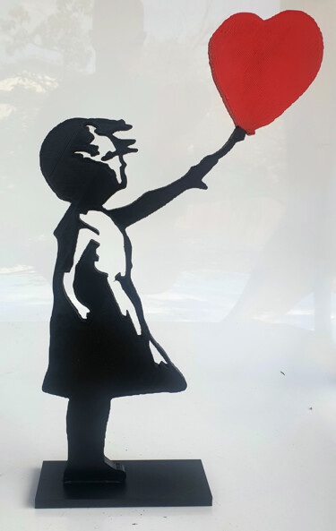 Sculpture intitulée "PYB Banksy big girl…" par Pyb, Œuvre d'art originale, Résine