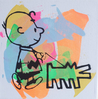 Pintura intitulada "PyB Charlie Brown &…" por Pyb, Obras de arte originais, Tinta spray Montado em Armação em madeira
