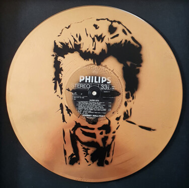 Peinture intitulée "PyB JOHNNY HALLYDAY…" par Pyb, Œuvre d'art originale, Bombe aérosol Monté sur Carton