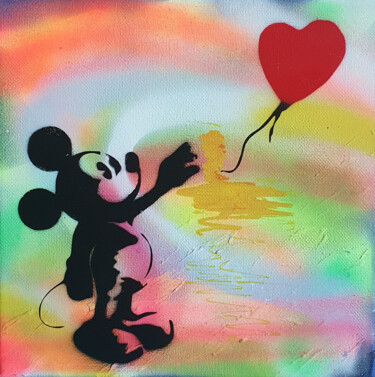 Malerei mit dem Titel "PyB Mickey Banksy c…" von Pyb, Original-Kunstwerk, Sprühfarbe