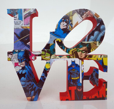「PyB Love Batman , 2…」というタイトルの彫刻 Pybによって, オリジナルのアートワーク, 樹脂