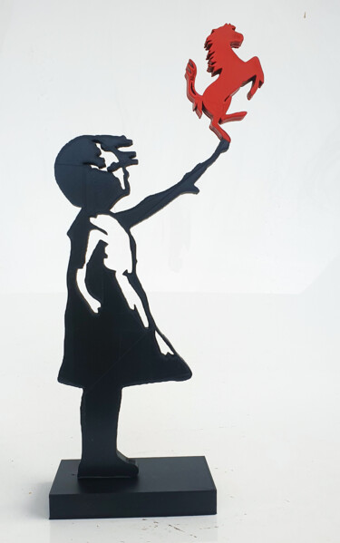 Sculptuur getiteld "PYB Banksy girl FER…" door Pyb, Origineel Kunstwerk, Hars