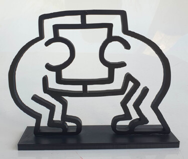 Sculptuur getiteld "PyB POP  Haring , 2…" door Pyb, Origineel Kunstwerk, Hars