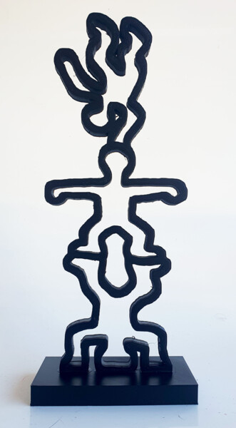「PYB totem Haring  ,…」というタイトルの彫刻 Pybによって, オリジナルのアートワーク, アクリル