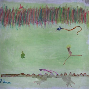 Painting titled "Crocodile thoughts" by Q.Mumu, Original Artwork