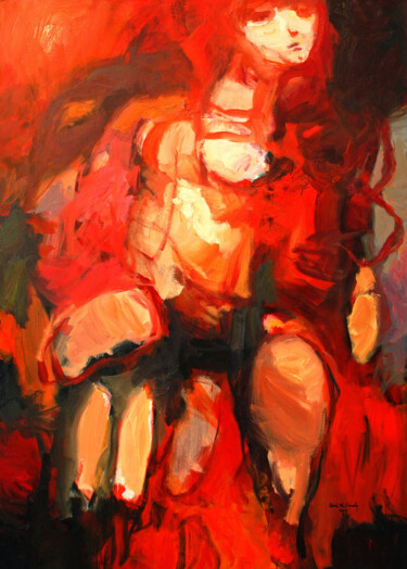 Картина под названием "Love in Red" - Qais Al Sindy, Подлинное произведение искусства, Масло