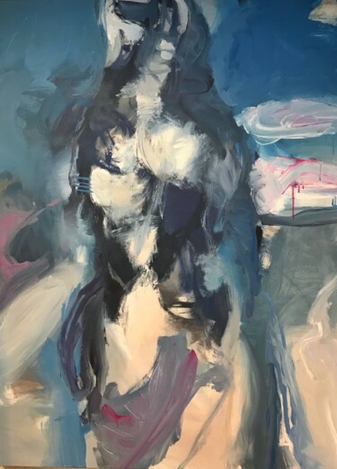 Pintura titulada "Man in Blue" por Qais Al Sindy, Obra de arte original, Acrílico
