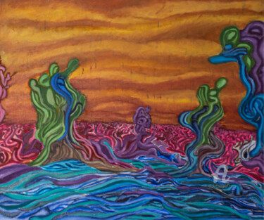 Ζωγραφική με τίτλο "Abstract Sea" από Quentin Esseiva, Αυθεντικά έργα τέχνης, Ακρυλικό