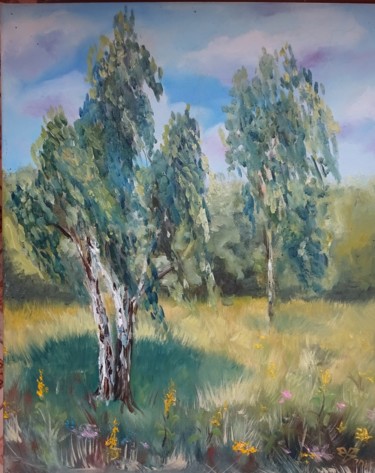 Painting titled ""Весенний ветер чел…" by Vera Utekhina, Original Artwork, Oil