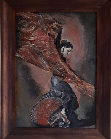 Pintura titulada "Flamenco Baile Con…" por Queennoble Dr. Elle Ramirez, Obra de arte original, Acrílico