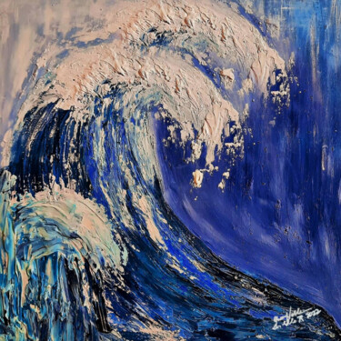 Schilderij getiteld "Wave Surf" door Queennoble, Origineel Kunstwerk, Acryl Gemonteerd op Houten paneel