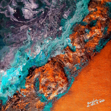 Painting titled "Ocean" by Queennoble, Original Artwork, Acrylic Mounted on Wood Panel