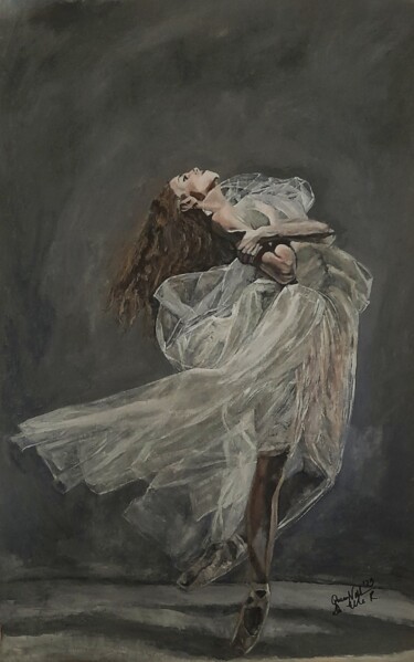 Painting titled "La Ballerina - The…" by Queennoble, Original Artwork, Acrylic Mounted on Wood Panel