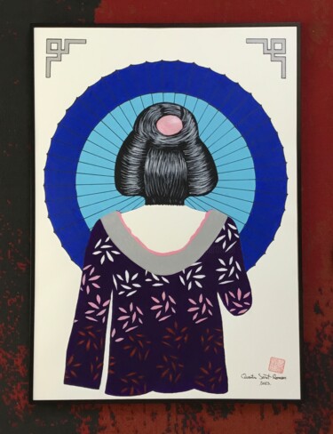 「Kimonos et OBI  14」というタイトルの絵画 Quentin Saint Romanによって, オリジナルのアートワーク, アクリル