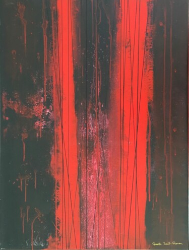 Painting titled "Coulée Rouge" by Quentin Saint Roman, Original Artwork, Acrylic