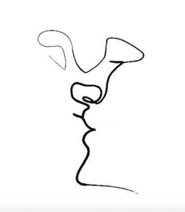 Drawing titled "Baiser singulier ba…" by Quibe, Original Artwork, Ink