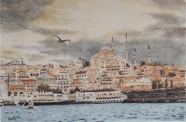 「ESTAMBUL」というタイトルの絵画 Quinによって, オリジナルのアートワーク, 水彩画