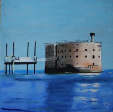 Painting titled "N° 1180  Le fort Bo…" by R. Cavalié, Original Artwork, Oil Mounted on Wood Stretcher frame