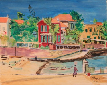 Schilderij getiteld "N°118 Gorée : le po…" door R. Cavalié, Origineel Kunstwerk, Acryl