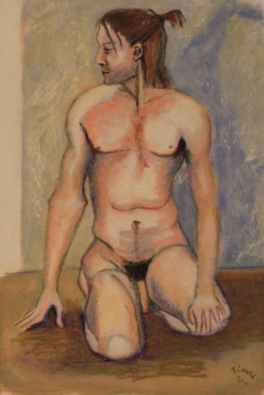 Zeichnungen mit dem Titel "N°765  Justin" von R. Cavalié, Original-Kunstwerk, Pastell