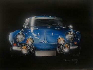 Painting titled "Berlinette dans la…" by Roger Dame, Original Artwork, Airbrush