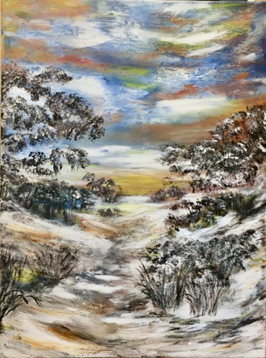 Painting titled ""Der Winterweg"." by Roman Koshmanov, Original Artwork, Acrylic